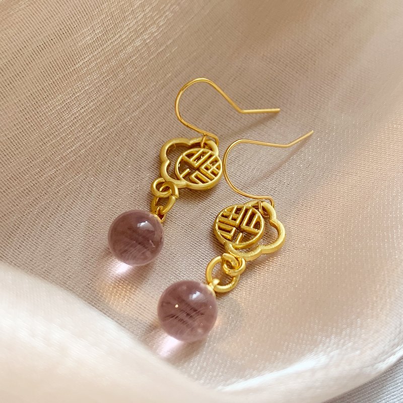 New Chinese style Chinese style earrings for women in summer 2024, new popular items, light luxury and high-end earrings, design sense and temperament earrings