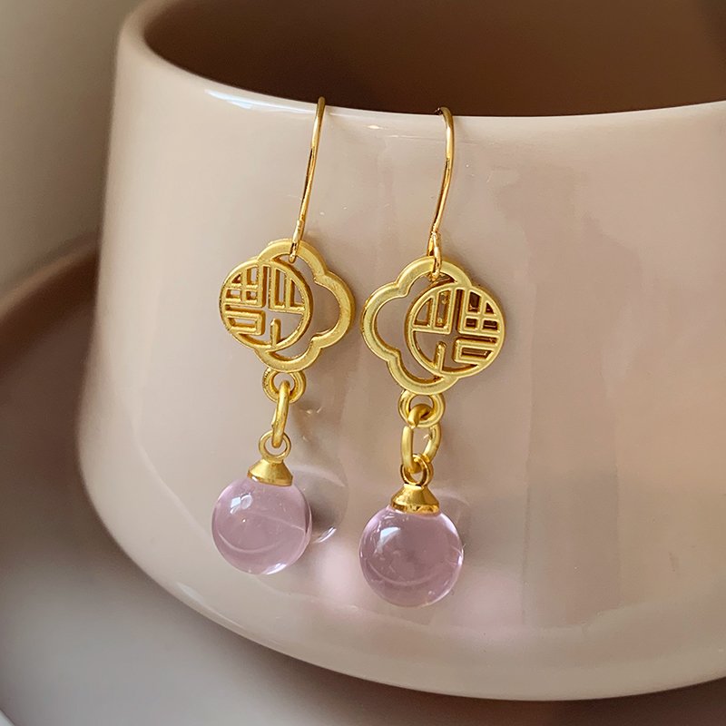 New Chinese style Chinese style earrings for women in summer 2024, new popular items, light luxury and high-end earrings, design sense and temperament earrings