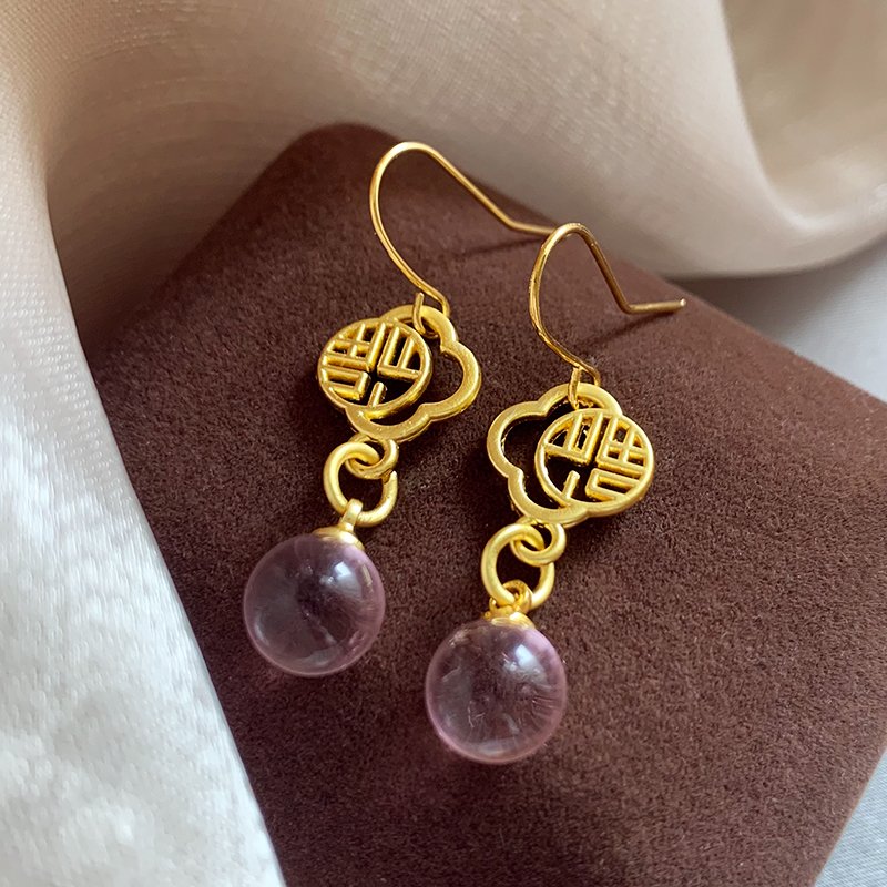 New Chinese style Chinese style earrings for women in summer 2024, new popular items, light luxury and high-end earrings, design sense and temperament earrings