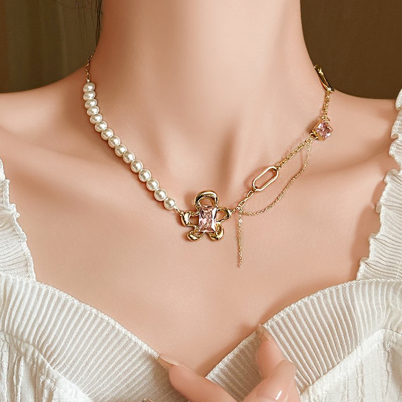 Original Bauhinia Flower Pearl Necklace Women's Pendant 2024 New Jewelry Neck Chain Light Luxury Niche Clavicle Chain Accessories