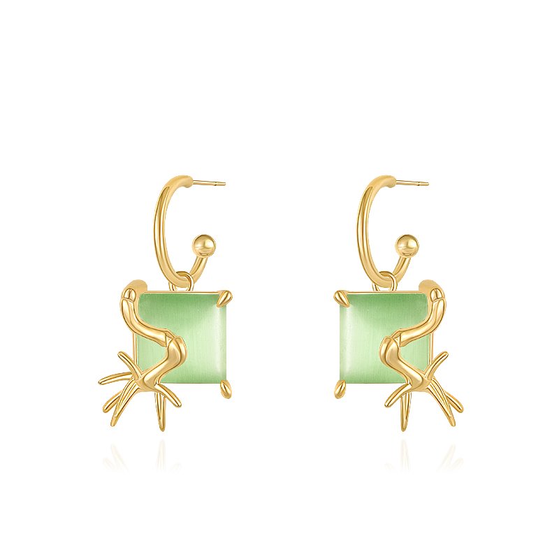 Original Chinese style jade bamboo earrings for women 2024 new popular item, light luxury, high-end feeling, elegant temperament, unique earrings