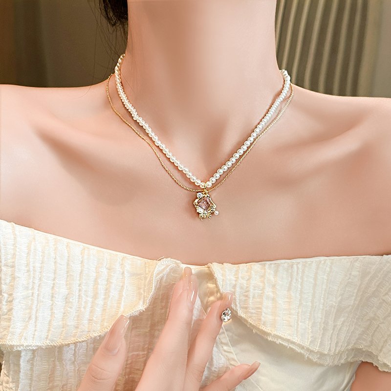 Original Qimeng Butterfly Pearl Necklace Women's Jewelry Pendant 2024 New Neckland Light Luxury Niche Clavicle Chain Accessories