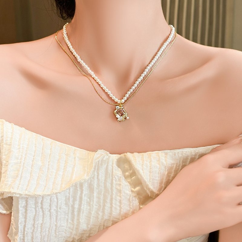 Original Qimeng Butterfly Pearl Necklace Women's Jewelry Pendant 2024 New Neckland Light Luxury Niche Clavicle Chain Accessories