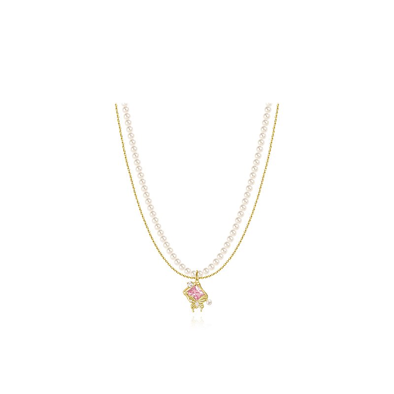 Original Qimeng Butterfly Pearl Necklace Women's Jewelry Pendant 2024 New Neckland Light Luxury Niche Clavicle Chain Accessories