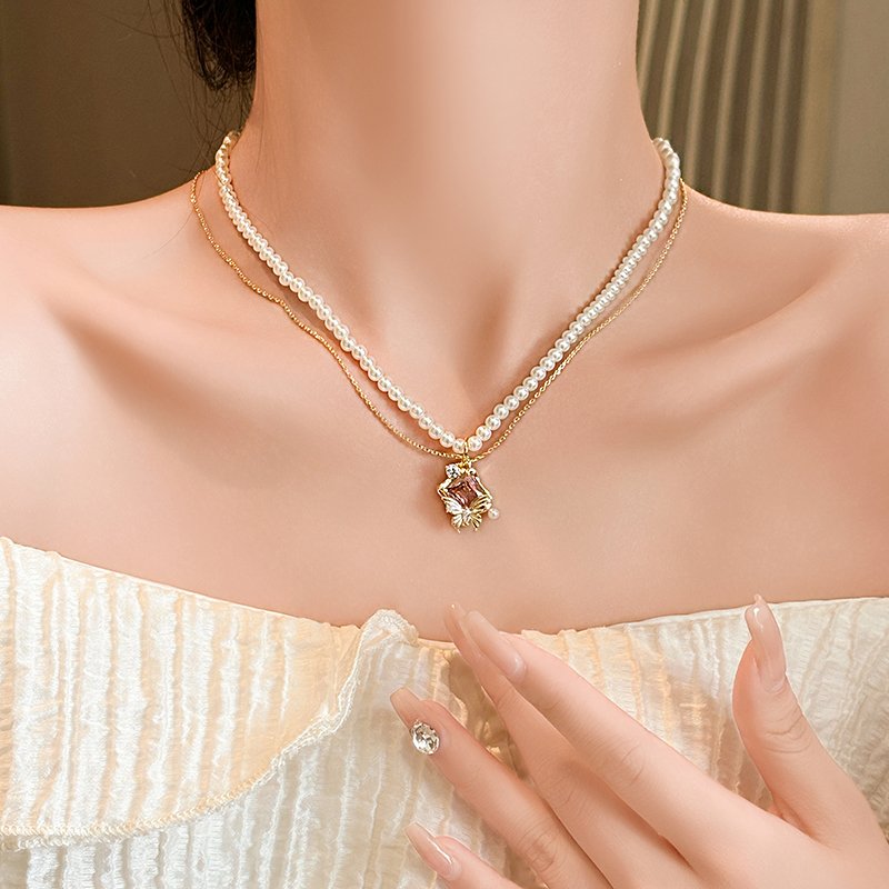 Original Qimeng Butterfly Pearl Necklace Women's Jewelry Pendant 2024 New Neckland Light Luxury Niche Clavicle Chain Accessories