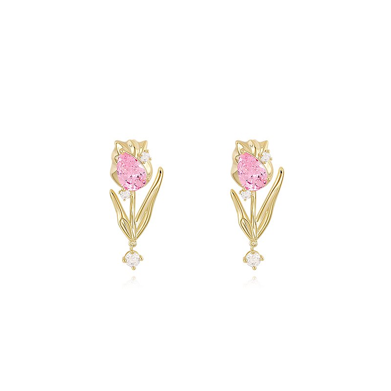 Original tulip temperament earrings for women 2024 new popular high-end earrings niche unique artistic earrings