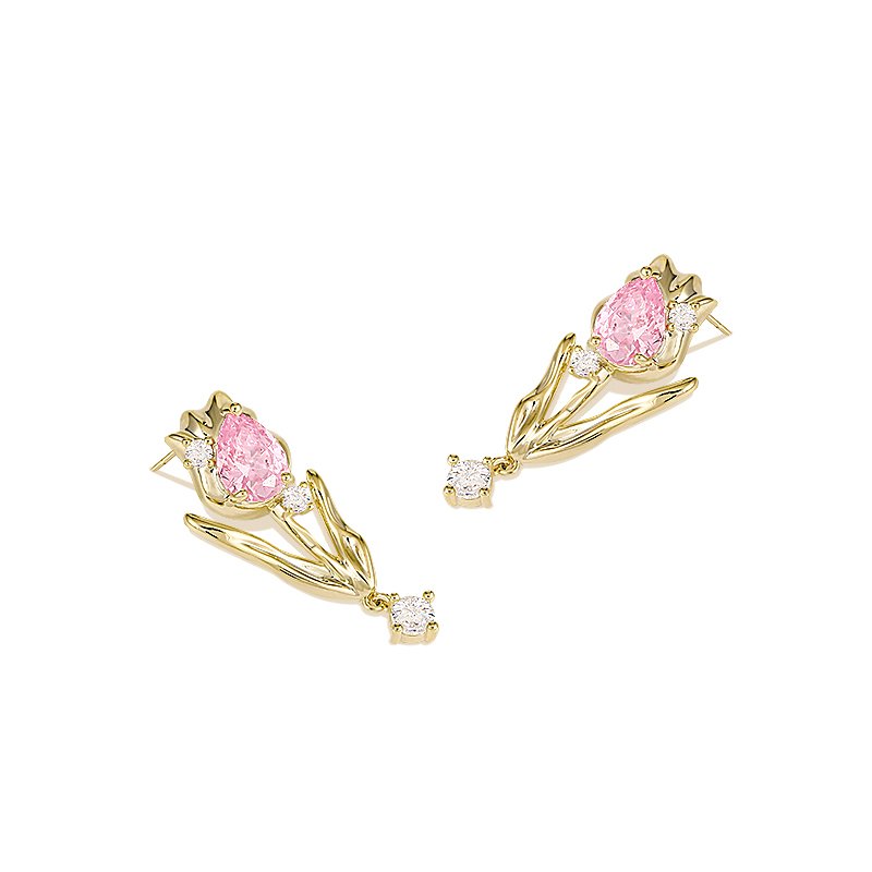 Original tulip temperament earrings for women 2024 new popular high-end earrings niche unique artistic earrings