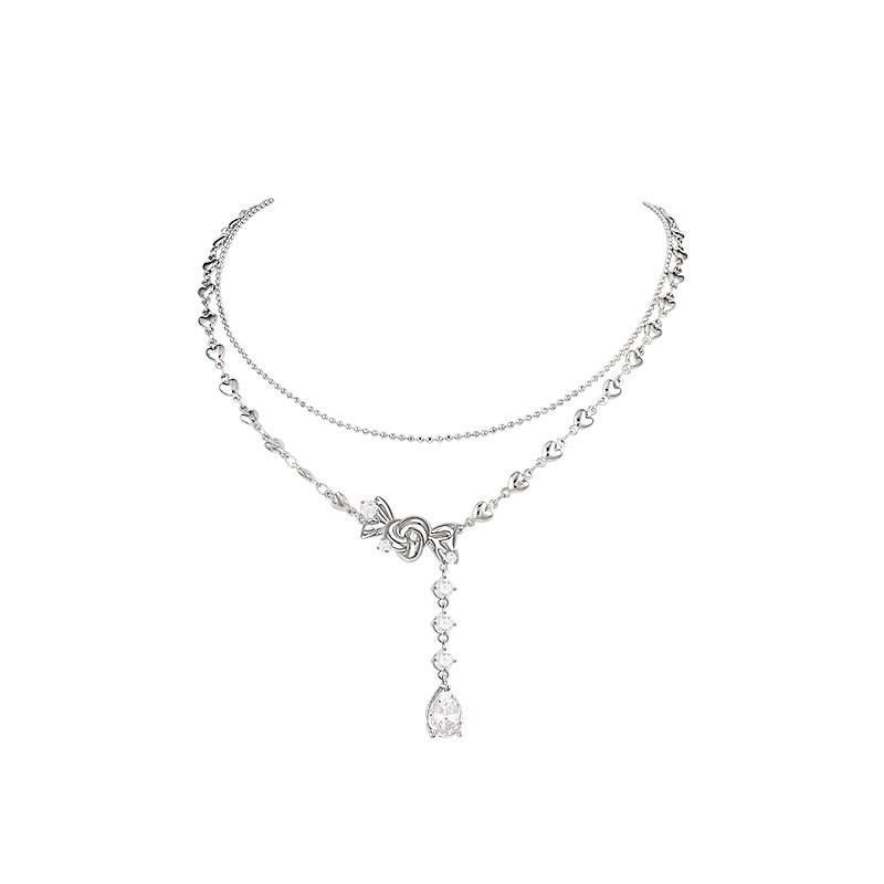 Original zircon candy necklace for women, double layered and niche design, exquisite 2024 new collarbone chain