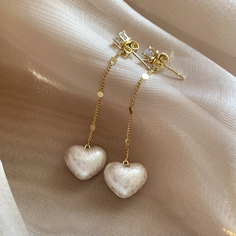 Peach Heart Pearl Long tassel Earrings for Women 925 Pure Silver stud post Light Luxury Premium Earrings 2024 New Explosive Earrings