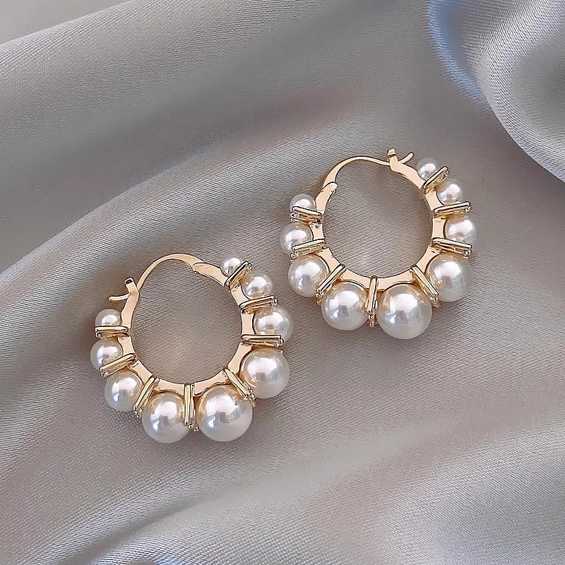 Pearl earrings women's accessories 2024 new popular light luxury high-end feeling earrings niche unique ear accessories