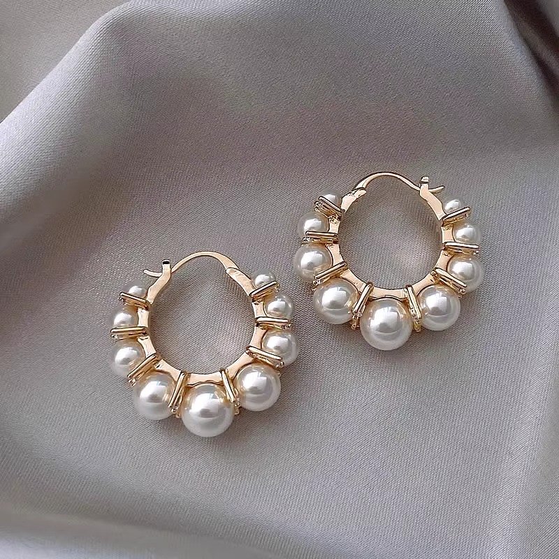 Pearl earrings women's accessories 2024 new popular light luxury high-end feeling earrings niche unique ear accessories