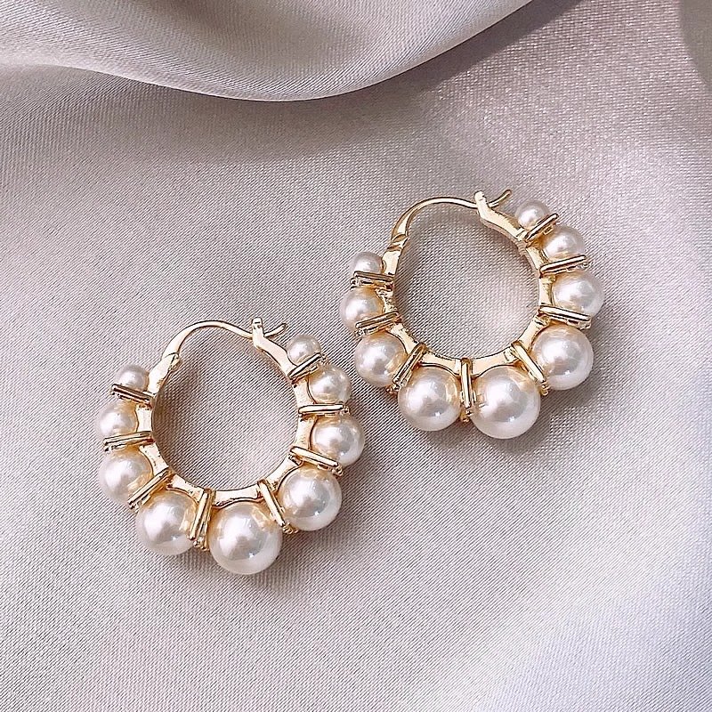 Pearl earrings women's accessories 2024 new popular light luxury high-end feeling earrings niche unique ear accessories