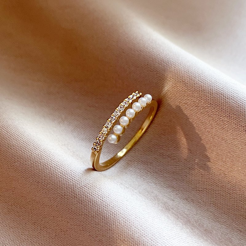 Pearl ring, female niche design ring, index finger ring, light luxury, high-end feeling, unique opening ring, 2024 new popular item