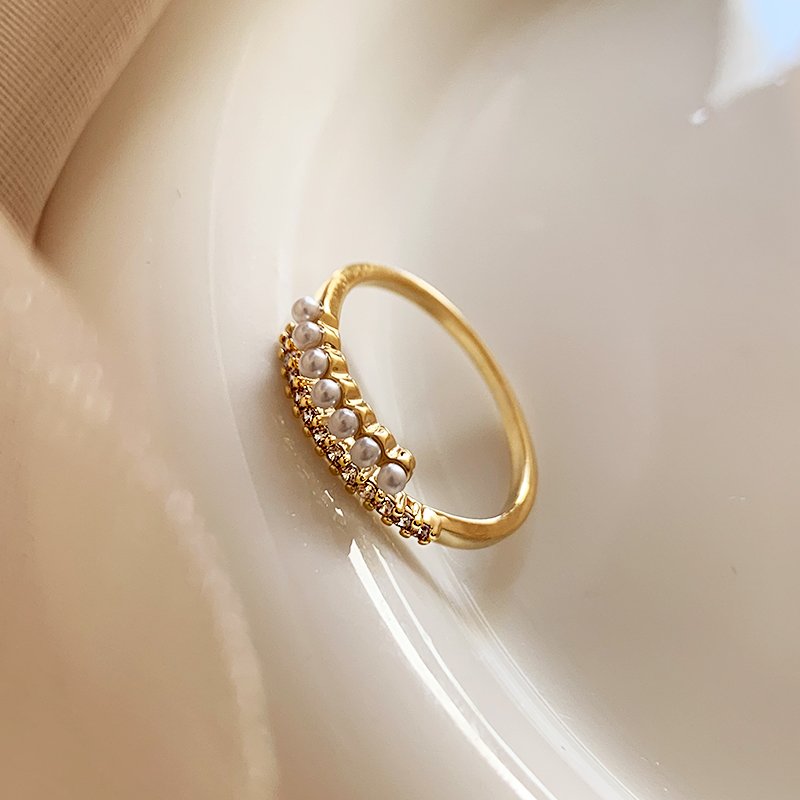 Pearl ring, female niche design ring, index finger ring, light luxury, high-end feeling, unique opening ring, 2024 new popular item