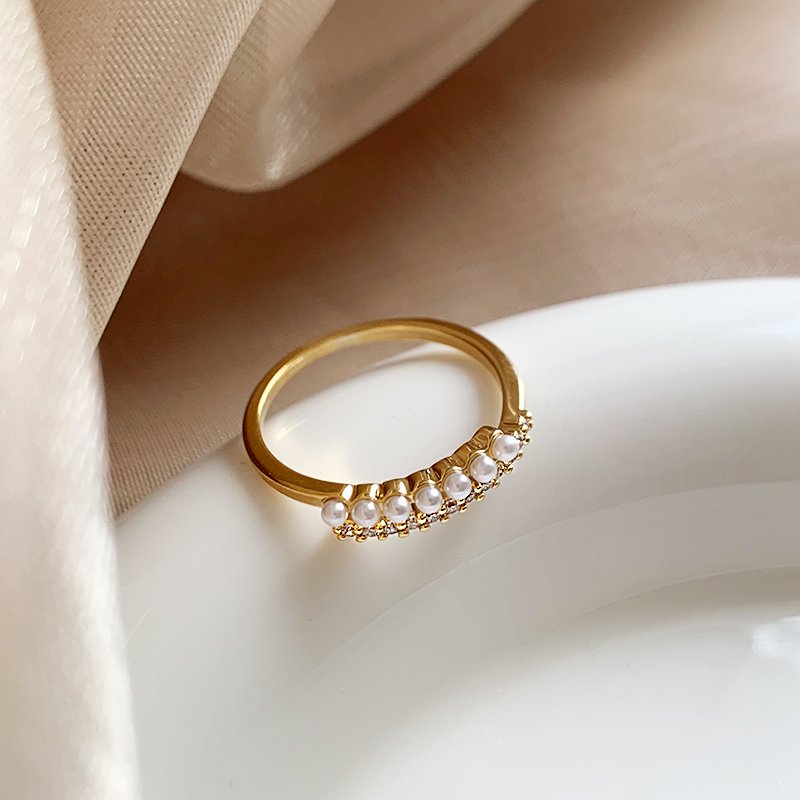 Pearl ring, female niche design ring, index finger ring, light luxury, high-end feeling, unique opening ring, 2024 new popular item