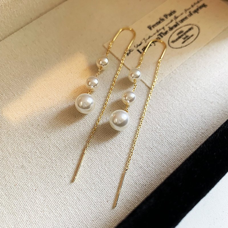 Pearl tassel earrings for women 2024 new explosive style, high-end ear line, earrings, light luxury ear accessories