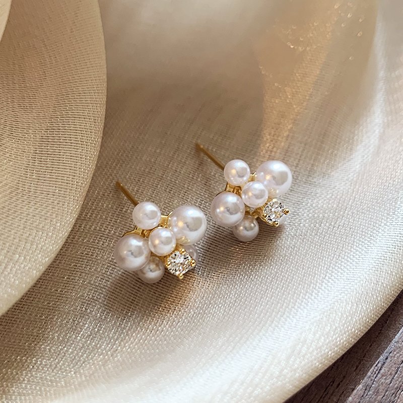 Pearl zircon earrings, women's pure silver 2024 new popular high-end earrings, light luxury, niche temperament, atmospheric earrings