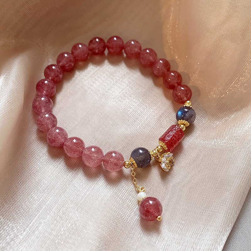 Pink crystal bracelet for women, 2024 new item, best friend bead bracelet, light luxury, niche, exquisite bracelet bracelet, jewelry