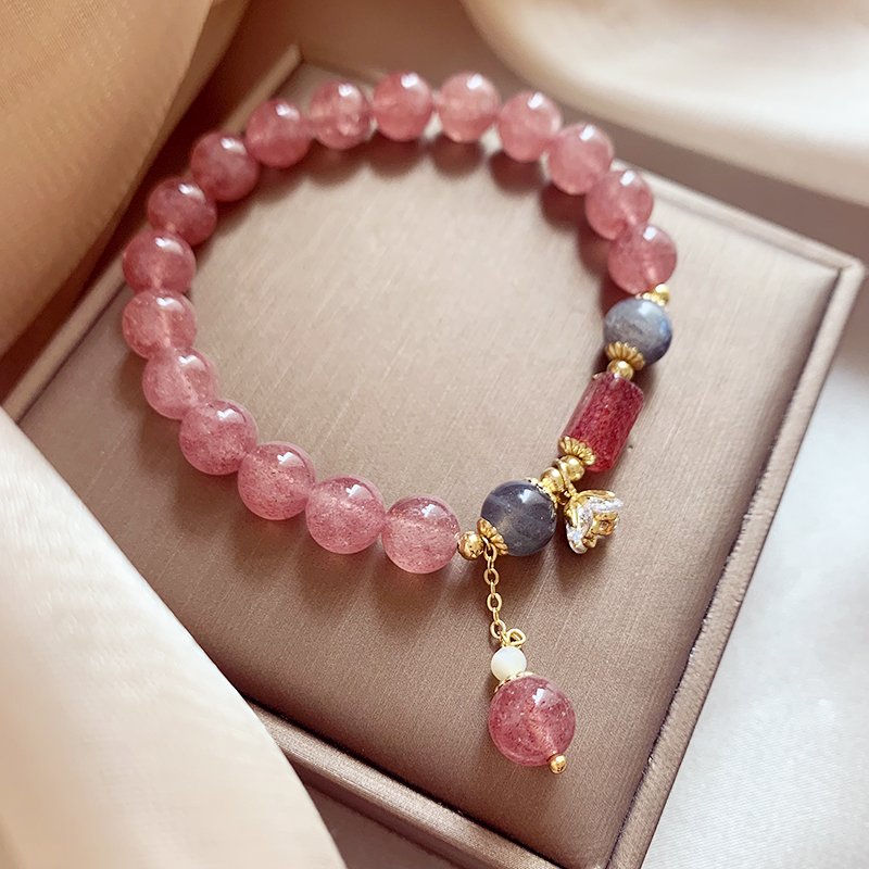 Pink crystal bracelet for women, 2024 new item, best friend bead bracelet, light luxury, niche, exquisite bracelet bracelet, jewelry