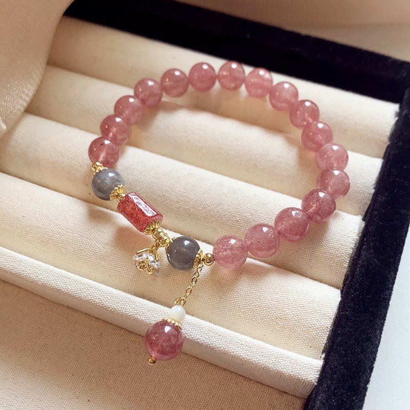 Pink crystal bracelet for women, 2024 new item, best friend bead bracelet, light luxury, niche, exquisite bracelet bracelet, jewelry