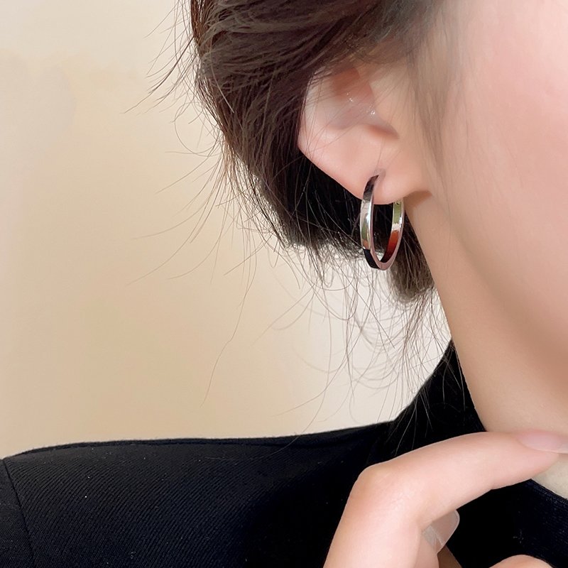 Plain ring earrings for women, light luxury, niche, unique earrings, 2024 new popular style, high-end temperament, circle earrings, earrings