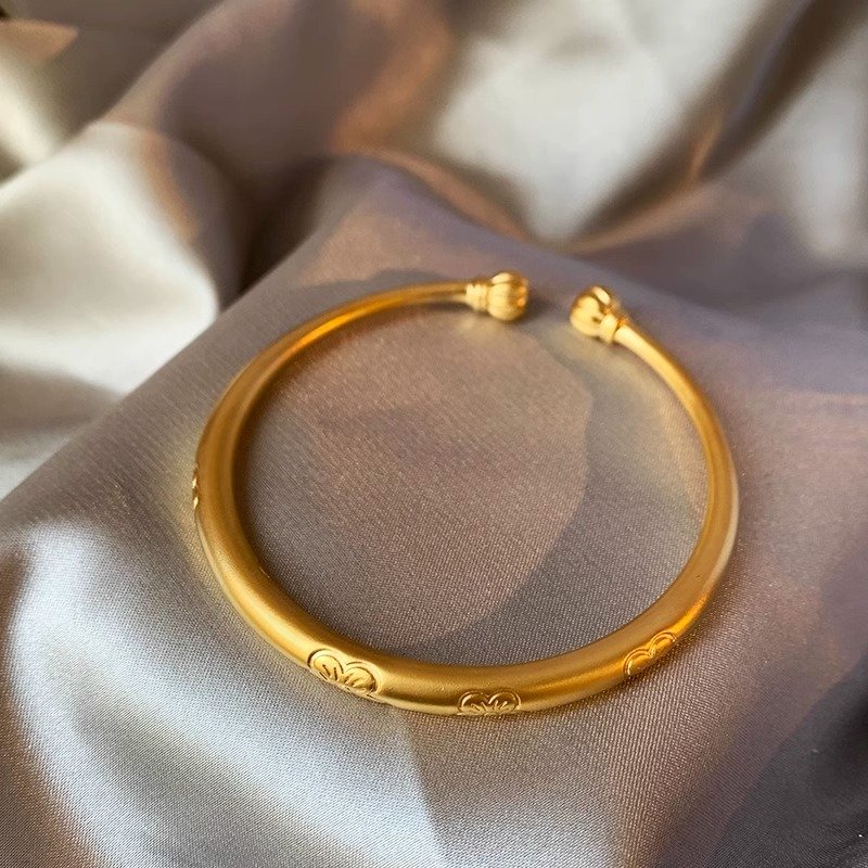 Pumpkin Sand Gold Bracelet, Female Ancient Method Inheritance Simulation Gold Solid Ring Bracelet, Non fading Open Bracelet, Hand Decoration