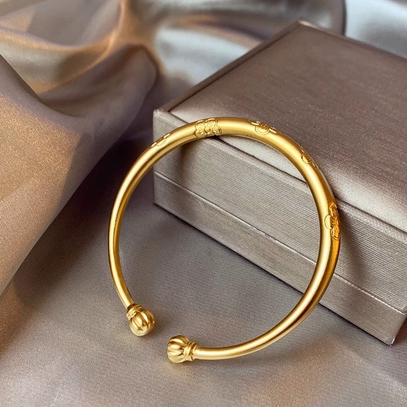 Pumpkin Sand Gold Bracelet, Female Ancient Method Inheritance Simulation Gold Solid Ring Bracelet, Non fading Open Bracelet, Hand Decoration