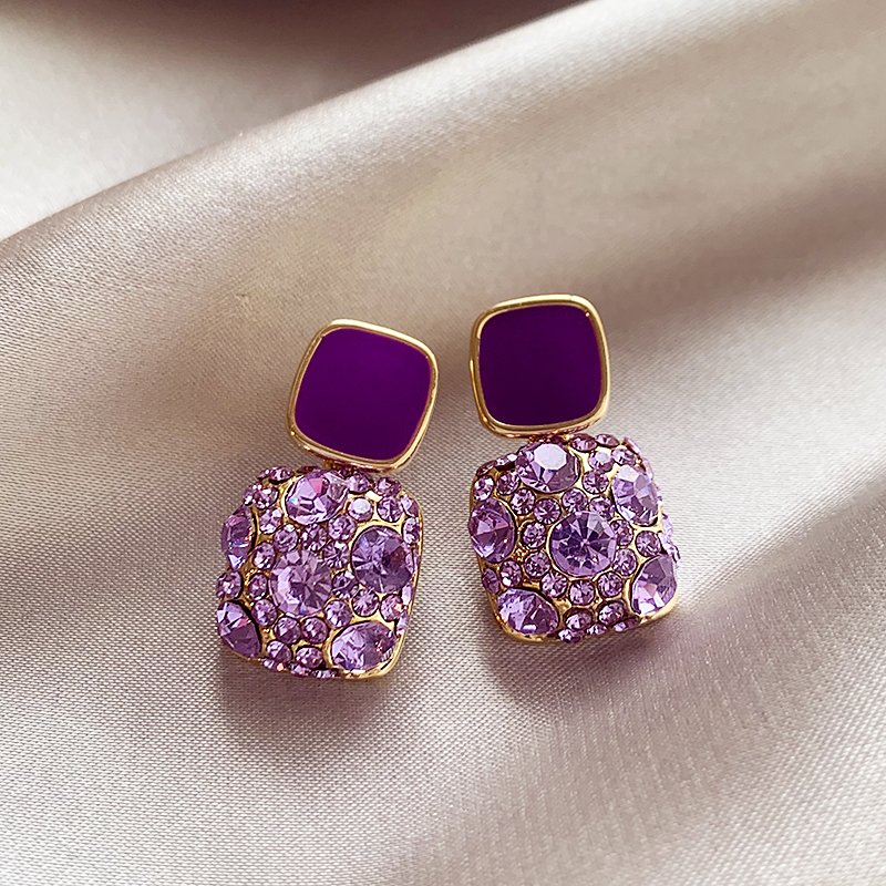 Purple Zircon Earrings for Women 2024 New Popular Style, High Grade, Light Luxury temperament Earrings, 925 Pure Silver stud post Earrings Jewelry