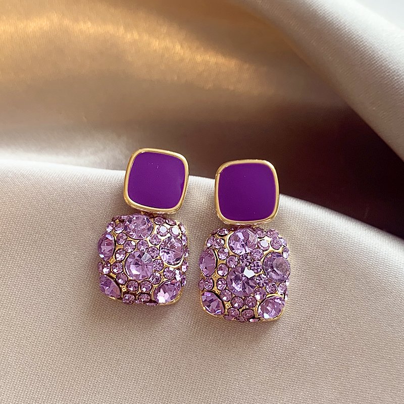 Purple Zircon Earrings for Women 2024 New Popular Style, High Grade, Light Luxury temperament Earrings, 925 Pure Silver stud post Earrings Jewelry