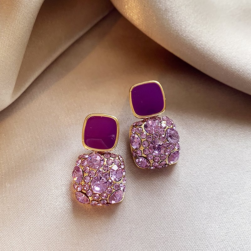 Purple Zircon Earrings for Women 2024 New Popular Style, High Grade, Light Luxury temperament Earrings, 925 Pure Silver stud post Earrings Jewelry