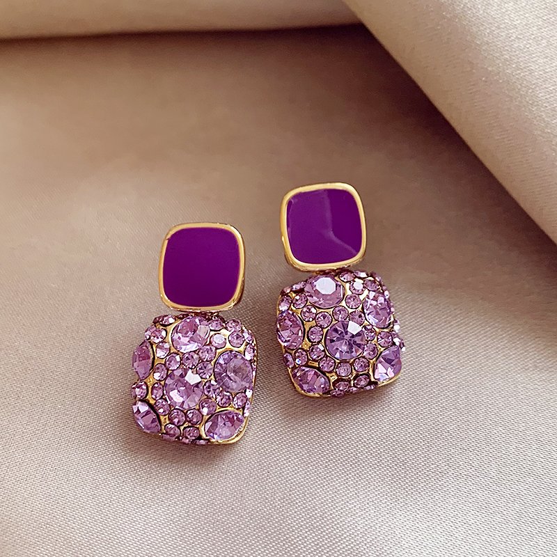 Purple Zircon Earrings for Women 2024 New Popular Style, High Grade, Light Luxury temperament Earrings, 925 Pure Silver stud post Earrings Jewelry