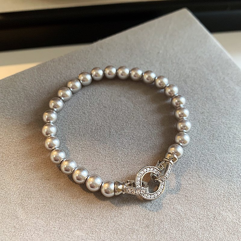 Really many hemp grey pearl bracelets for women, light luxury, niche and exquisite bracelets. 2024 new bead string bracelet for girlfriends