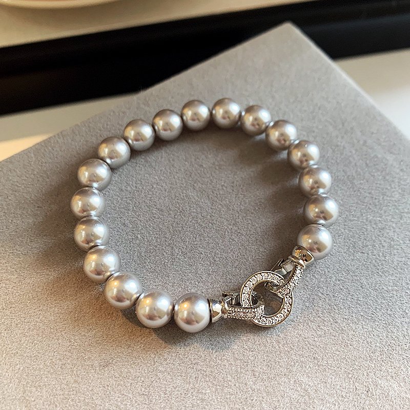 Really many hemp grey pearl bracelets for women, light luxury, niche and exquisite bracelets. 2024 new bead string bracelet for girlfriends