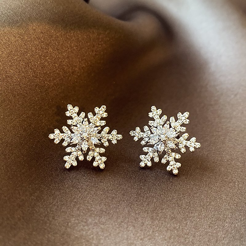 Snowflake earrings 2024 new popular style earrings, women's light luxury high-end sense, niche unique ear accessories