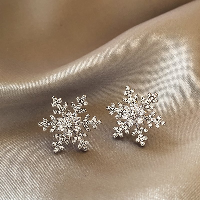 Snowflake earrings 2024 new popular style earrings, women's light luxury high-end sense, niche unique ear accessories