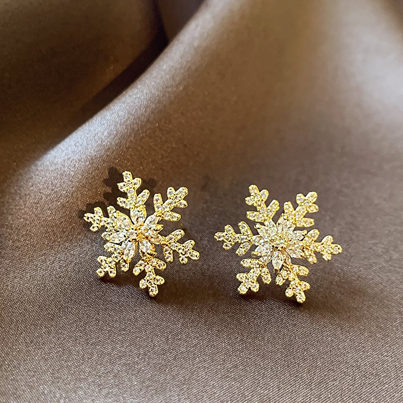 Snowflake earrings 2024 new popular style earrings, women's light luxury high-end sense, niche unique ear accessories