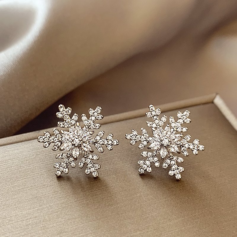 Snowflake earrings 2024 new popular style earrings, women's light luxury high-end sense, niche unique ear accessories