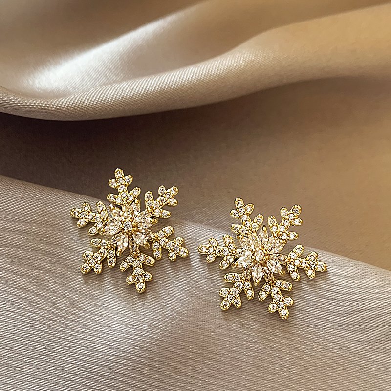 Snowflake earrings 2024 new popular style earrings, women's light luxury high-end sense, niche unique ear accessories