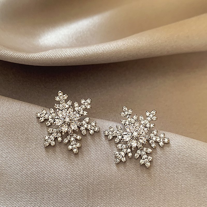 Snowflake earrings 2024 new popular style earrings, women's light luxury high-end sense, niche unique ear accessories