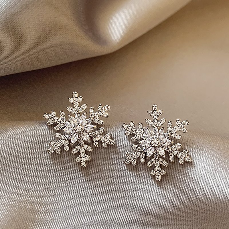 Snowflake earrings 2024 new popular style earrings, women's light luxury high-end sense, niche unique ear accessories