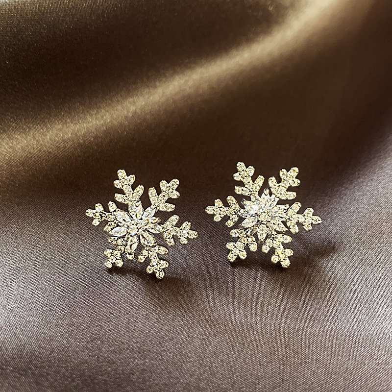 Snowflake earrings 2024 new popular style earrings, women's light luxury high-end sense, niche unique ear accessories