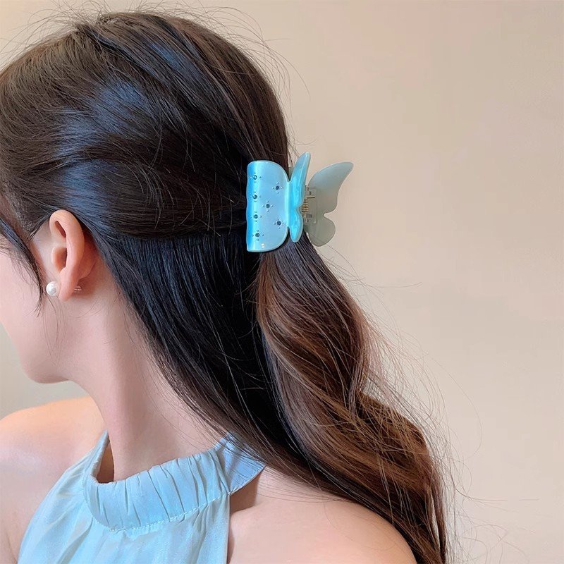 Summer blue hair clip, women's high-end feeling, 2024 new model, back of the head disc hair artifact, shark clip hair accessory, headwear