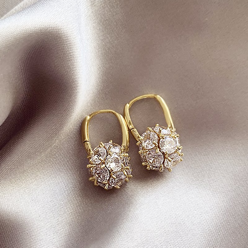 Super sparkling zircon round earrings for women with a light luxury temperament, 2024 new popular unique earrings, high-end earrings