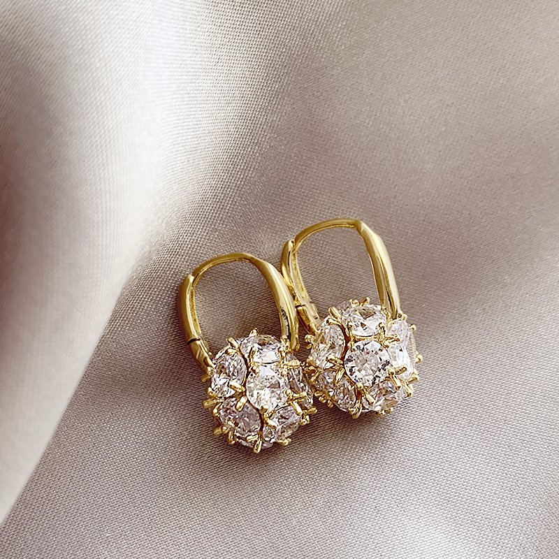 Super sparkling zircon round earrings for women with a light luxury temperament, 2024 new popular unique earrings, high-end earrings