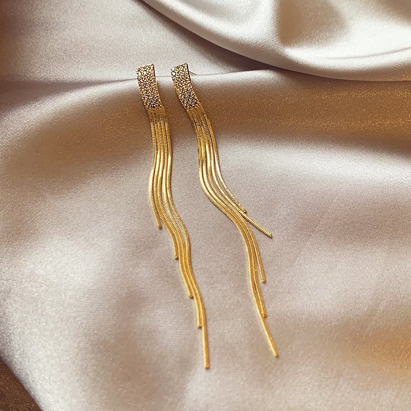 Temperament long tassel earrings with a light luxury and high-end feel, earrings for women 2024 new popular and unique ear accessories