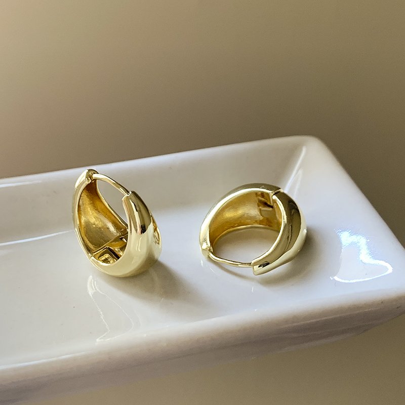 Water droplet plain ring earrings for women with a light luxury and high-end feel, unique earrings, 2024 new popular gold temperament earrings, earrings