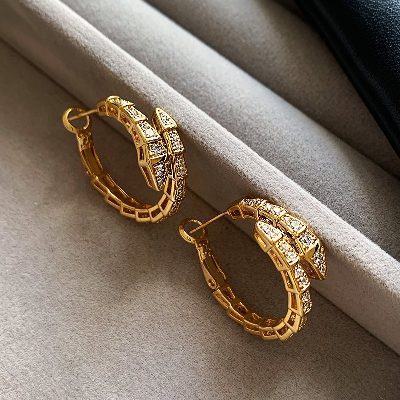 Zhao Lusi's popular snake shaped earrings and earrings are unique for women. 2024 new high-end earrings