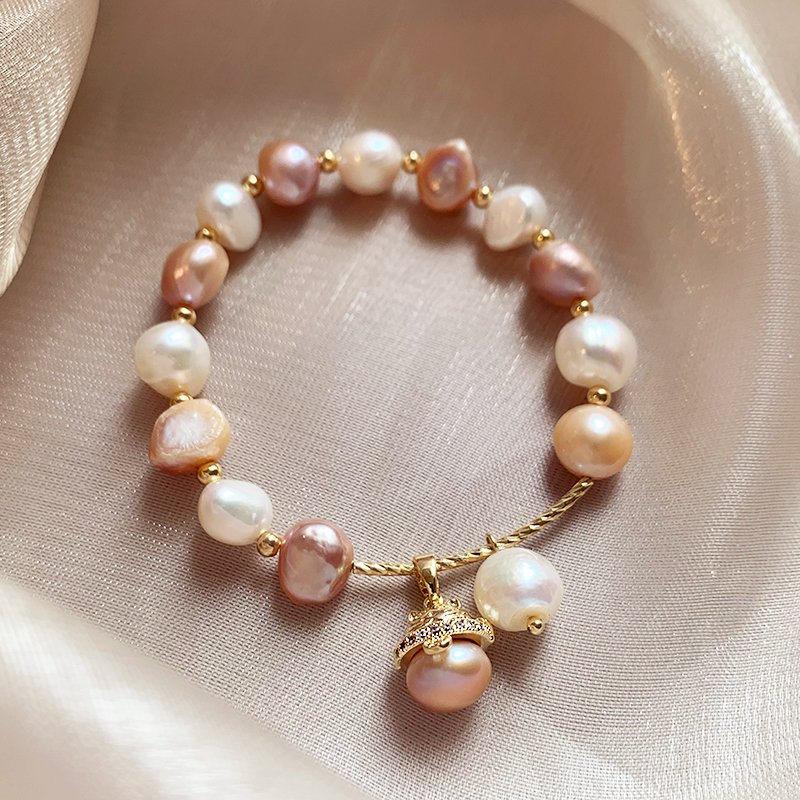 Zhaocai Cat Baroque Pearl Bracelet Hand Bracelet for Women, Light Luxury, Small and Exquisite Beaded Bracelet, 2024 New Edition