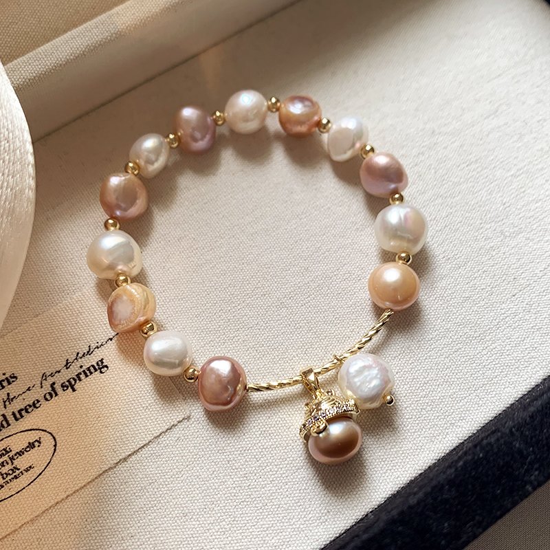 Zhaocai Cat Baroque Pearl Bracelet Hand Bracelet for Women, Light Luxury, Small and Exquisite Beaded Bracelet, 2024 New Edition