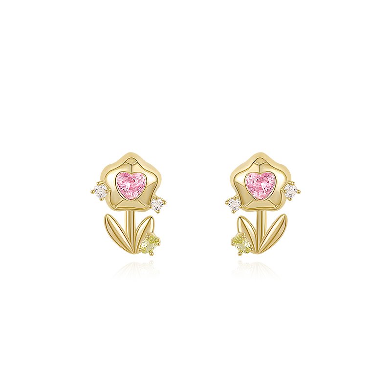 Zircon heart-shaped flower earrings for women in 2024, new and popular, high-end and exquisite earrings, elegant and atmospheric ear accessories